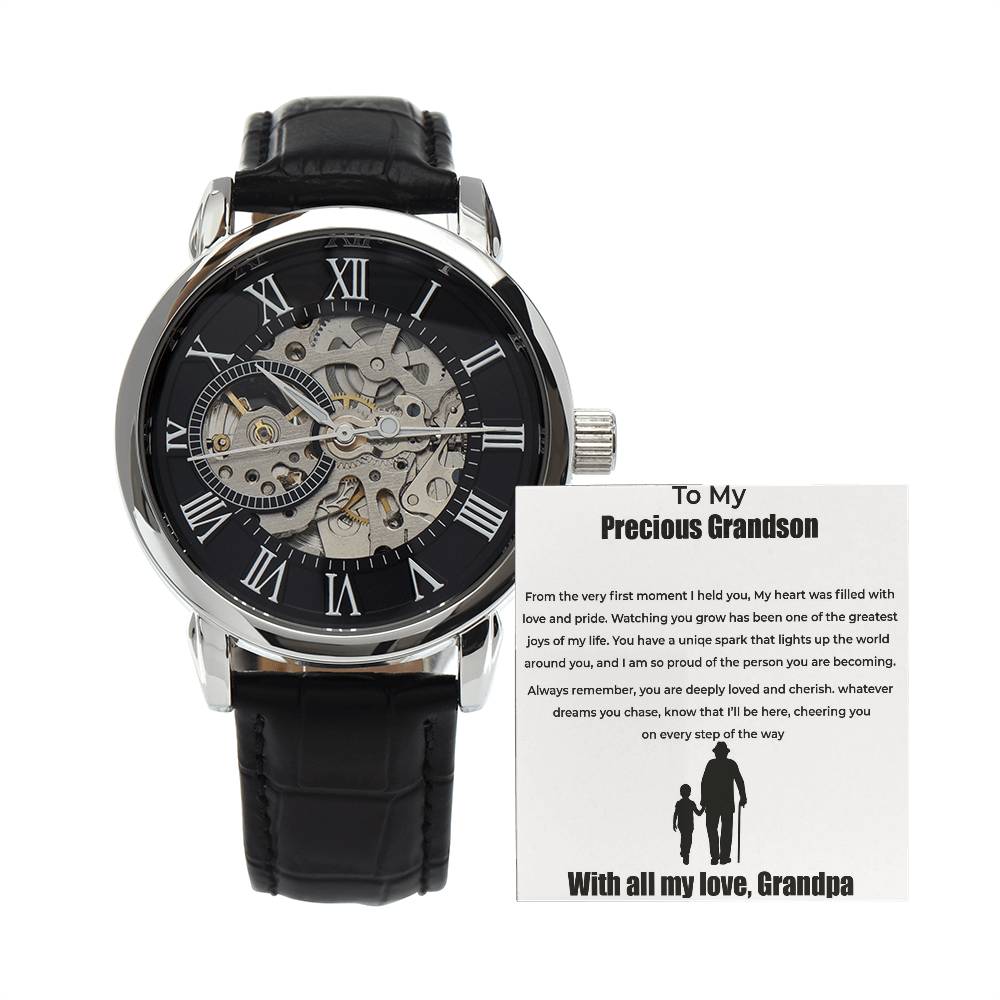 To My Precious Grandson - Openwork Watch - From Grandpa