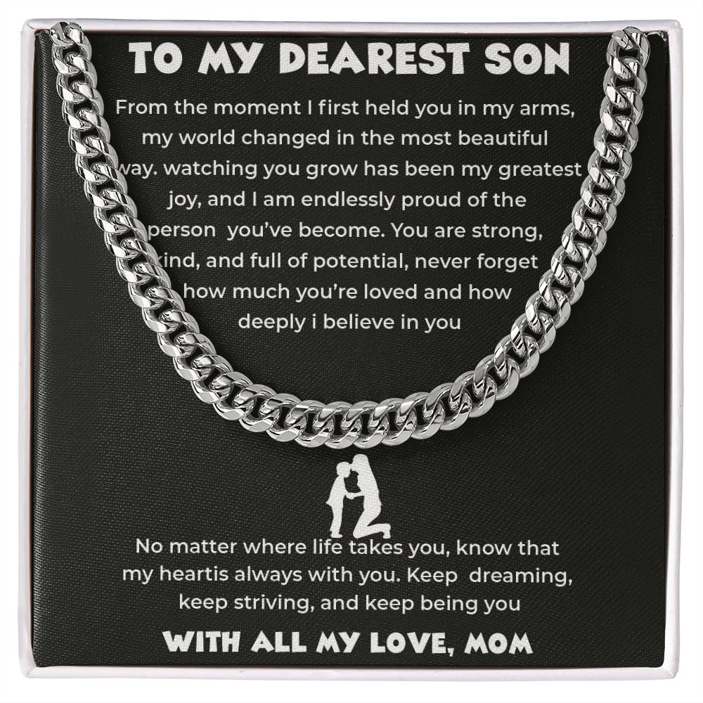 To My Dearest Son - With All My Love, Mom - Cuban Link Chain