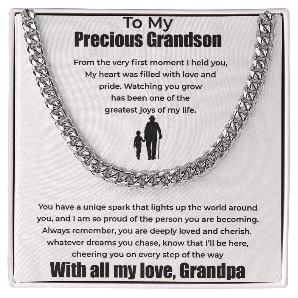 To My Awesome Grandson - With All My Love, Grandpa - Cuban Link Chain