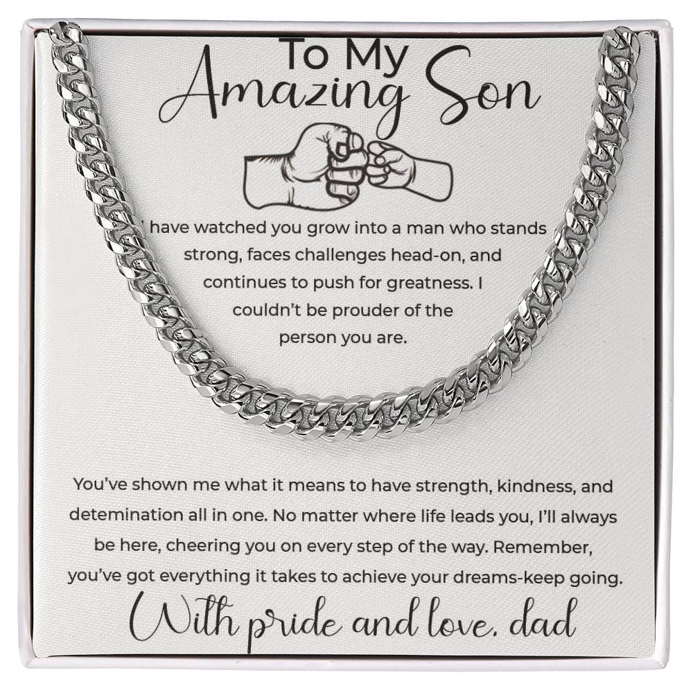 To My Amazing Son - With Pride and Love, Dad - Cuban Link Chain