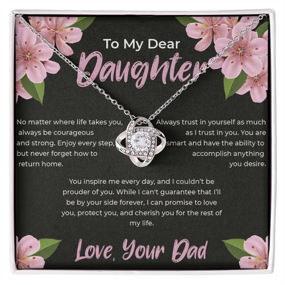 To My Dear Daughter - Love Knot Necklace (Yellow & White Gold Variants)