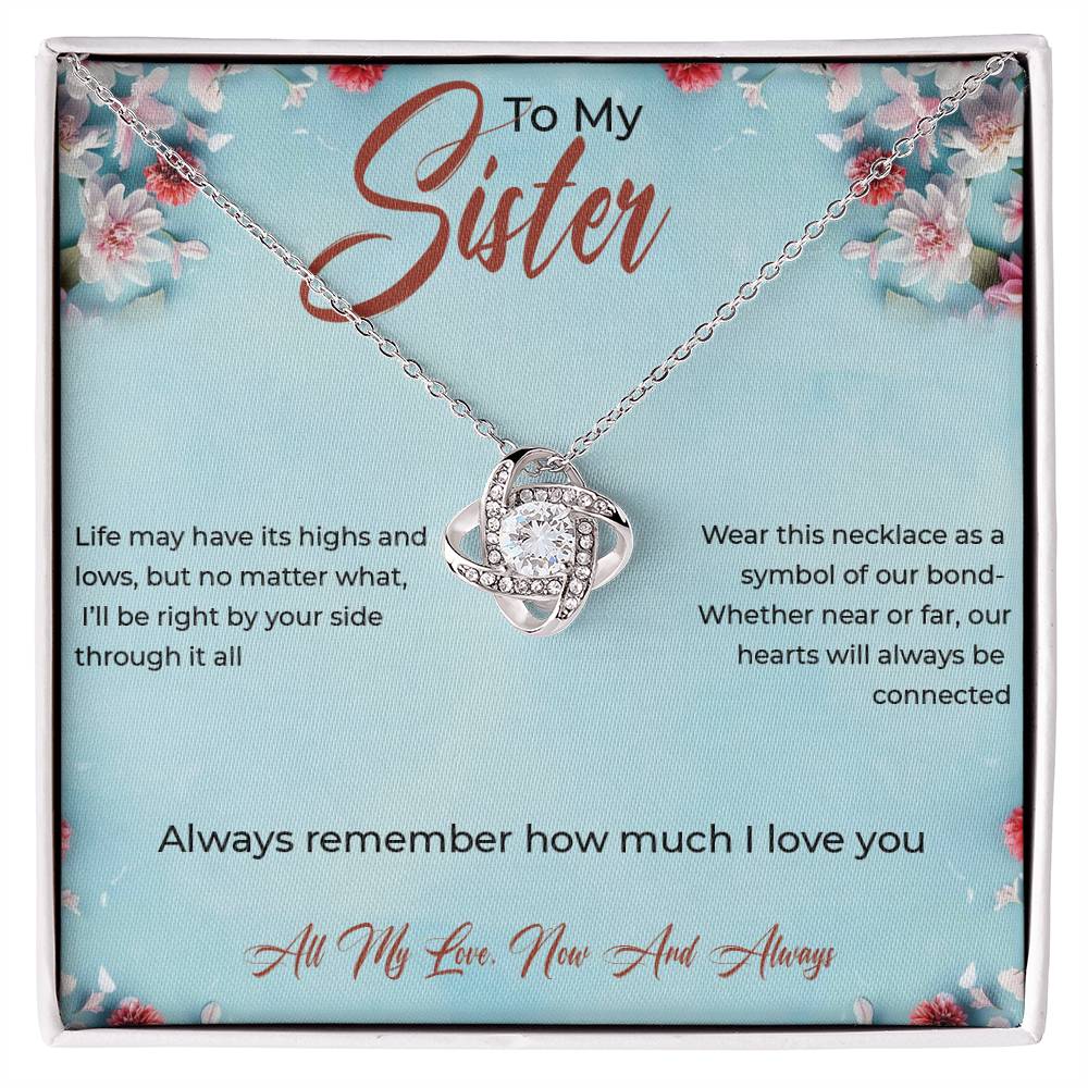 To My Sister - Love Knot Necklace (Yellow & White Gold Variants)