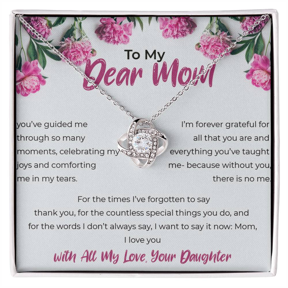 To My Dear Mom - Love Knot Necklace (Yellow & White Gold Variants)