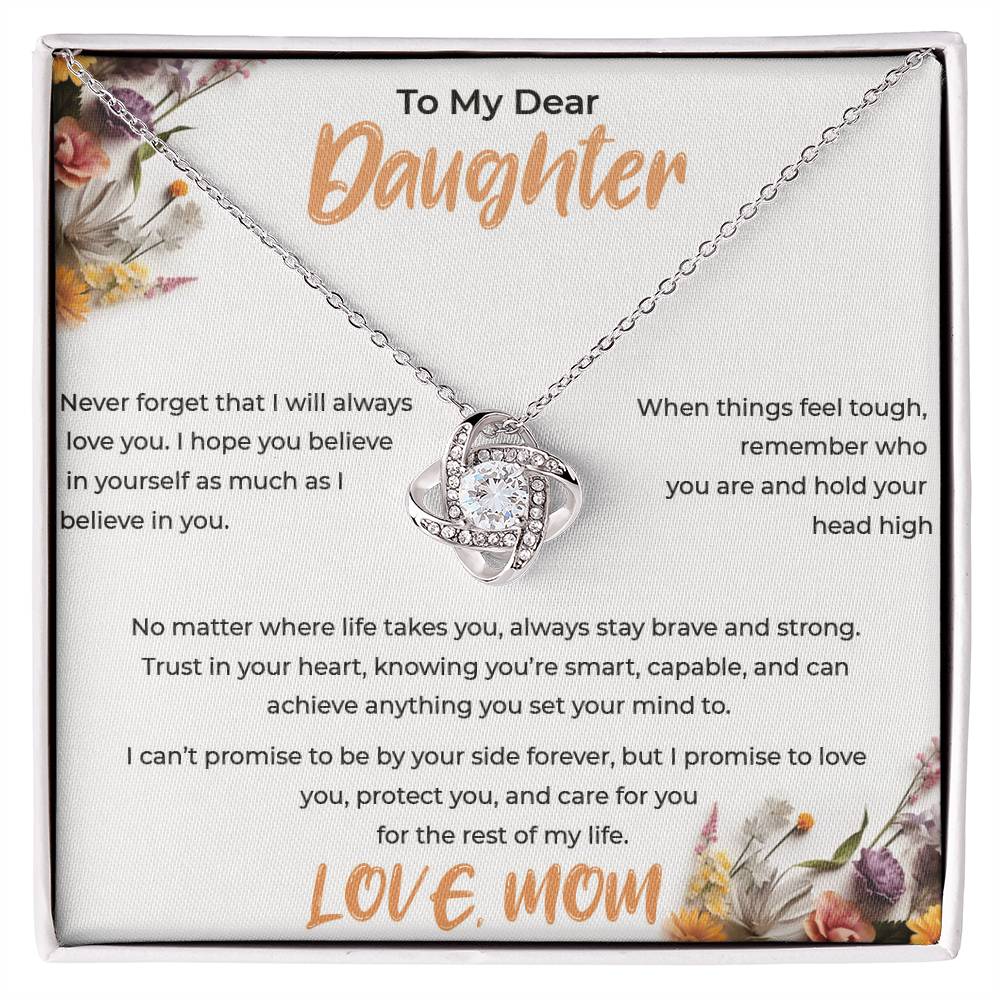 To My Daughter - Love Knot Necklace (Yellow & White Gold Variants)