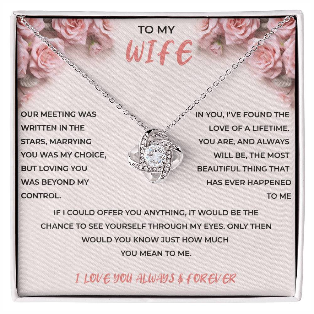 To My Wife - Love Knot Necklace (Yellow & White Gold Variants)