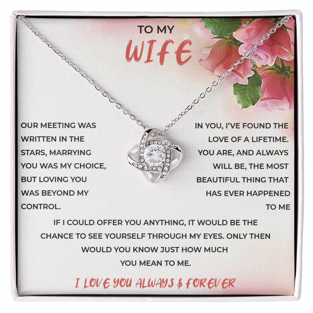 To My Wife - Love Knot Necklace (Yellow & White Gold Variants)