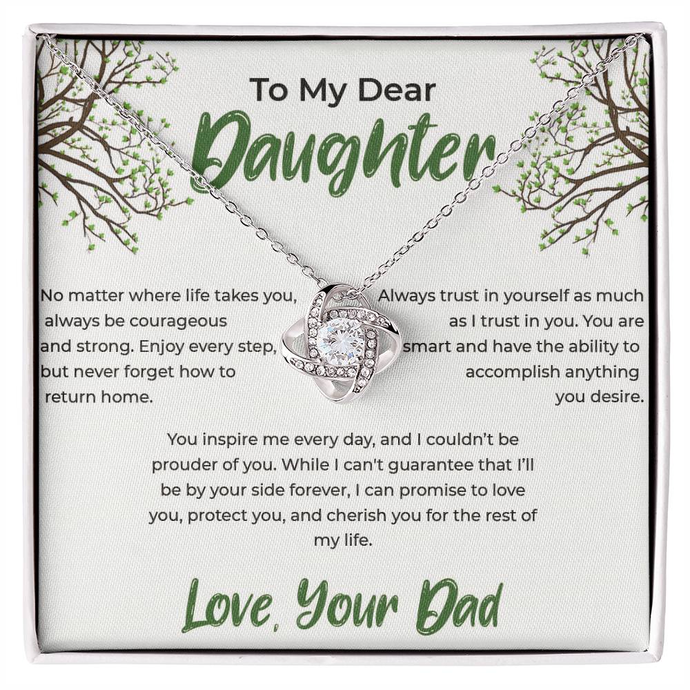 To My Dear Daughter - Love Knot Necklace (Yellow & White Gold Variants)