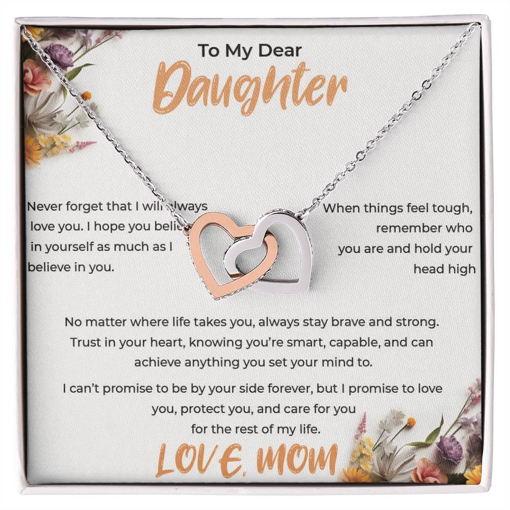 To My Daughter - Interlocking Hearts Necklace (Yellow & White Gold Variants)