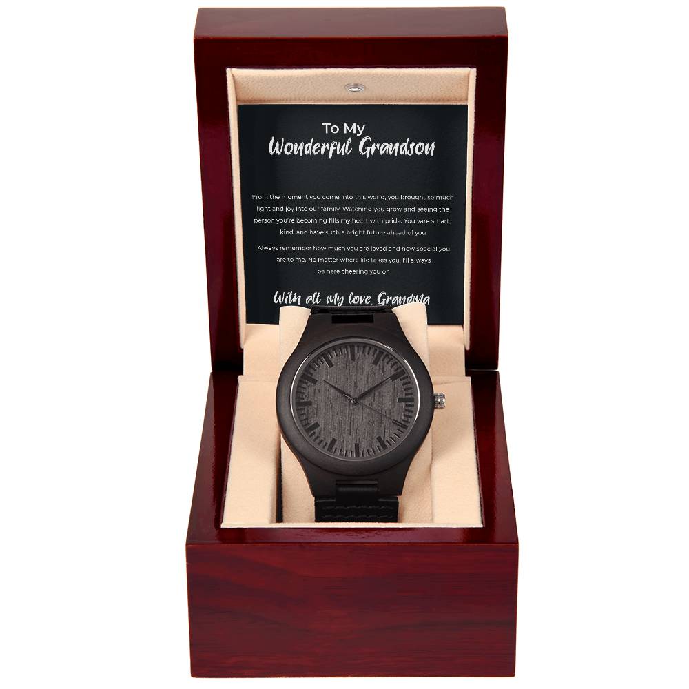 To My Wonderful Grandson - Wooden Watch