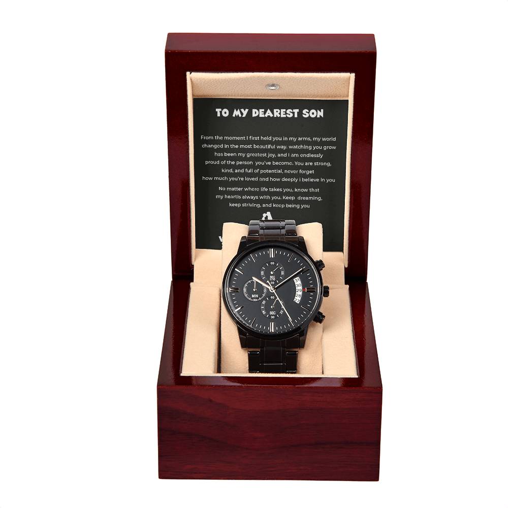 To My Dearest Son - Black Chronograph Watch