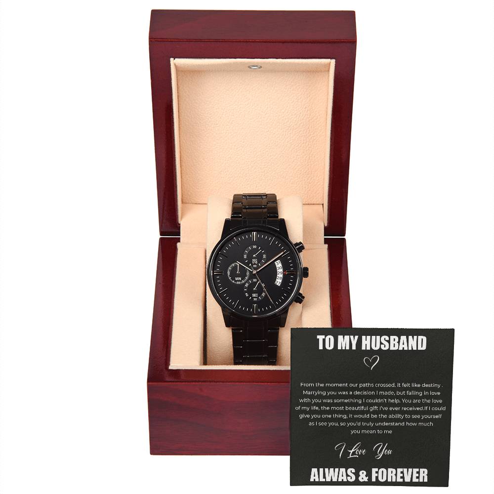 To My Husband - Black Chronograph Watch