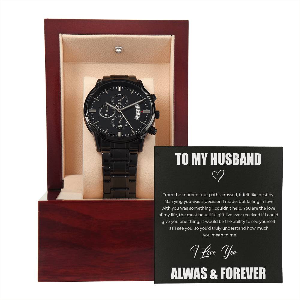 To My Husband - Black Chronograph Watch